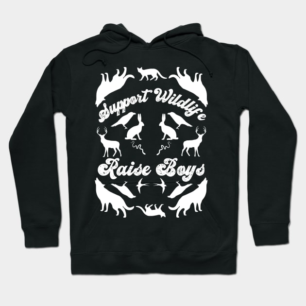 Support Wildlife Raise Boys, Mirrored Wild Animals Design Hoodie by AddiBettDesigns